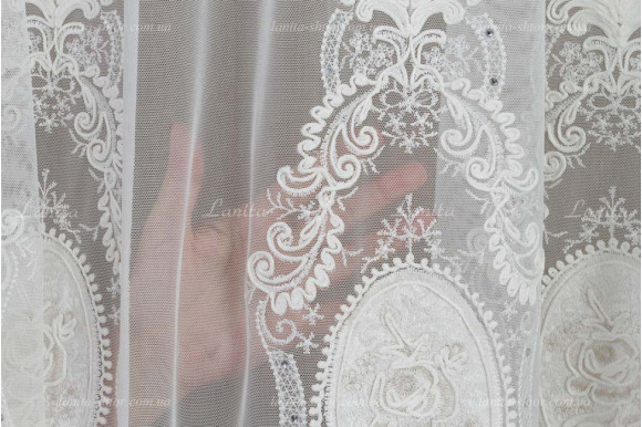 Тюль грек фатин із стразами Agila TFV-8182