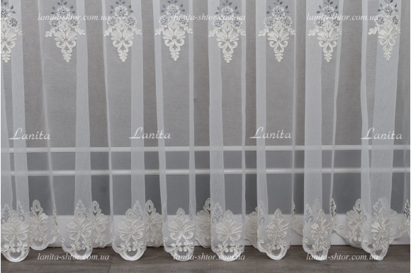 Готовый тюль фатин Azzaro 6038 голубой 2,51м/5,90м