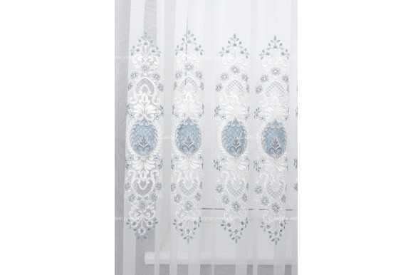 Готовый тюль фатин Azzaro 6038 голубой 2,51м/5,90м