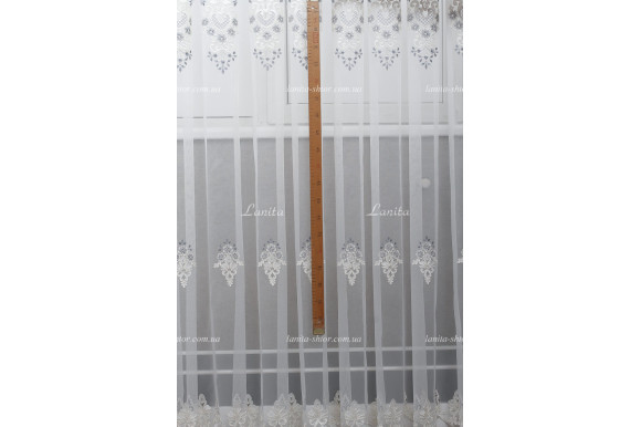 Готовый тюль фатин Azzaro 6038 голубой 2,51м/5,90м