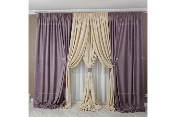 Шторы шенилл фиолетово-сиреневые М12-1739