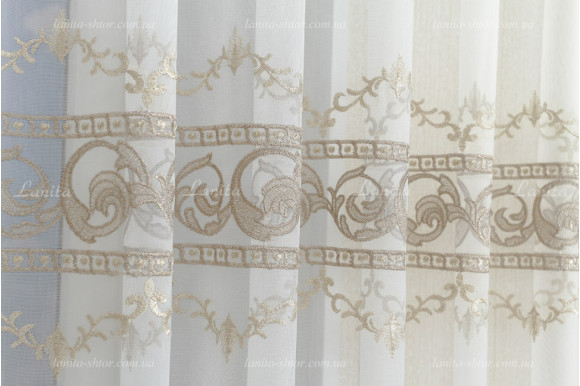 Готовий тюль мікросітка льон Ajoure GT-8084 2,50м/4,0м