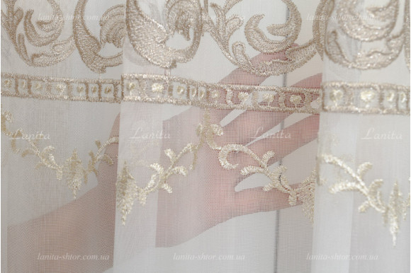 Готовий тюль мікросітка льон Ajoure GT-8084 2,50м/4,0м