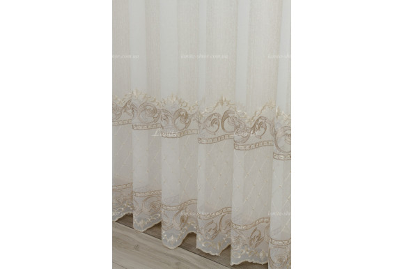 Готовий тюль мікросітка льон Ajoure GT-8084 2,50м/4,0м