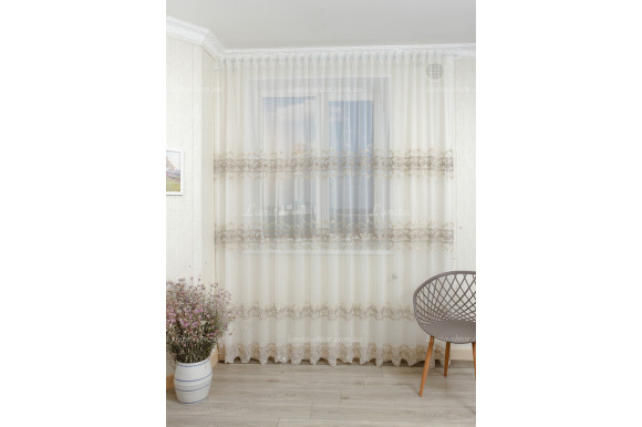 Готовий тюль мікросітка льон Ajoure GT-8084 2,50м/4,0м