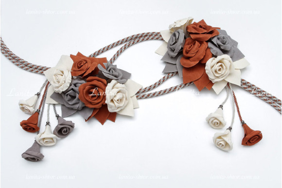 Підхват для штор Buket 6398 молочний-сірий-теракотовий