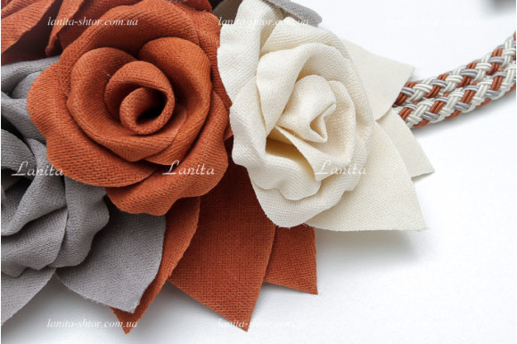 Підхват для штор Buket 6398 молочний-сірий-теракотовий