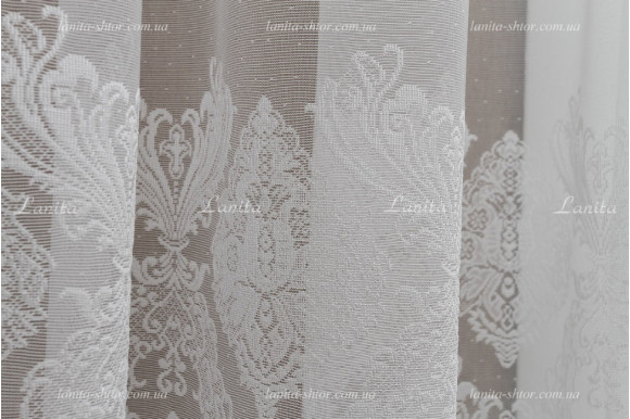 Готовый тюль жаккард Simone 7440 белый купон 2,50м/6,0м Готовый тюль жаккард Simone 7440 белый купон 2,50м/6,0м