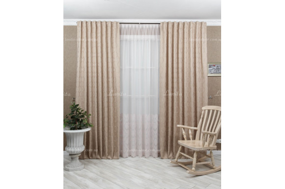 Готові штори мікровелюр Verino 7417 беж 3,08м/2*2,0м