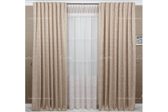 Готові штори мікровелюр Verino 7417 беж 3,08м/2*2,0м