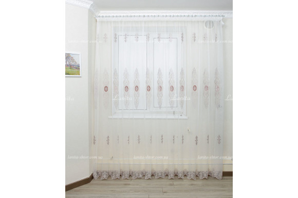 Готовый тюль фатин Agila розовый 2,50м/4,0м