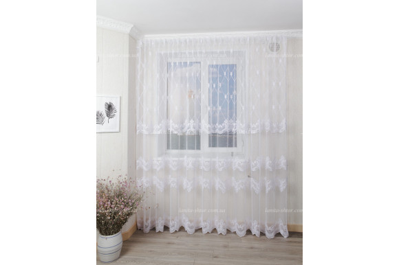 Тюль грек фатин з вишивкою Almond TFV-8186