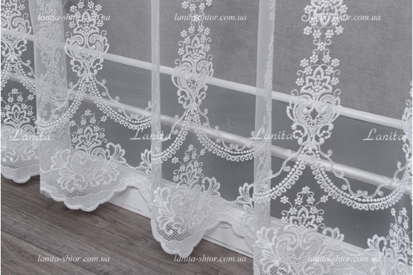 Готовый тюль фатин Clara белый 2,50м/3,70м