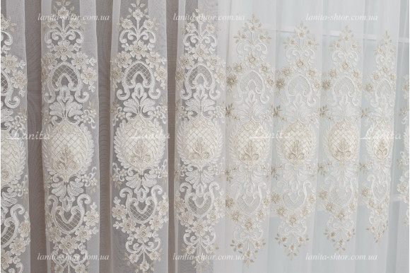 Готовый тюль фатин Azzaro 6037 беж 2,51м/5,90м