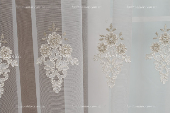 Готовый тюль фатин Azzaro 6037 беж 2,51м/5,90м