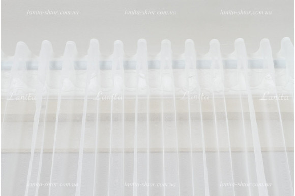 Готовый тюль фатин в полоску Mugler бежевый 2,49м/5,0м