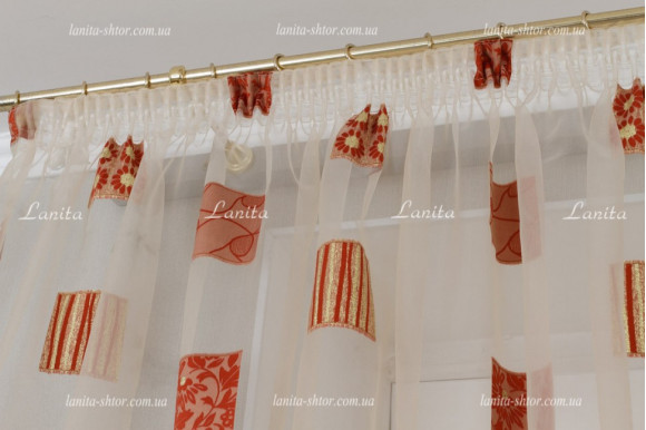 Тюль органза Mexx золотисто-бордовий 2,51м/6,0м