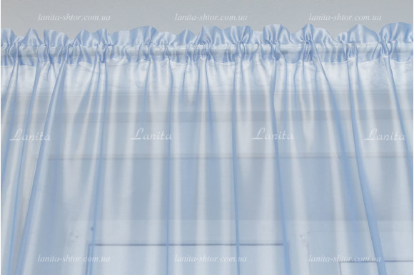 Готовый тюль муар голубой 2,85м/2,35м