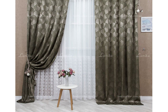 Готові штори жаккард Calvin хакі 2,65м/2*2,0м