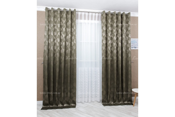 Готові штори жаккард Calvin хакі 2,65м/2*2,0м