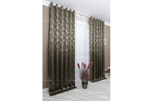 Готові штори жаккард Calvin хакі 2,65м/2*2,0м