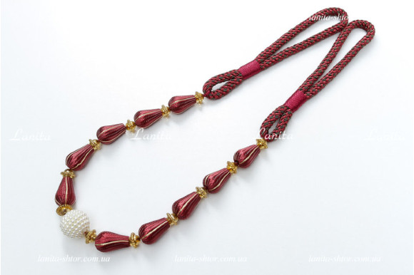 Подхват для штор с бусинами PGB-6784 бордовый