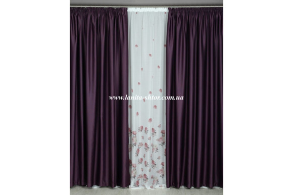 Шторы блэкаут фиолетовый Elis SB-589