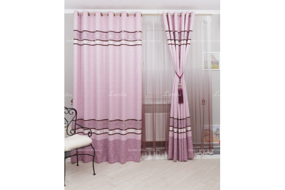 Готовые шторы с купоном Dali розовые 2,5м/2*2,0м