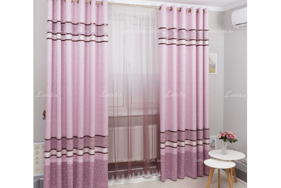 Готовые шторы с купоном Dali розовые 2,5м/2*2,0м