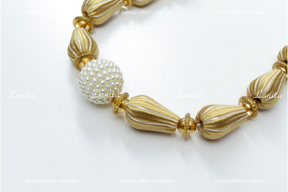 Підхват для штор з намистинами PGB-6787 золотистий