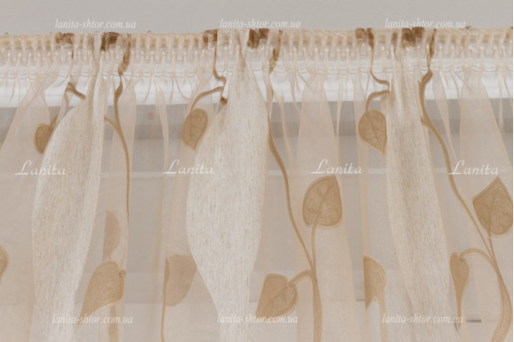 Тюль органза Mexx листок золотисто-бежевий 2,51м/6,0м