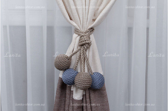 Подхват из шнура Шары PSS-6304 сине-кофейный