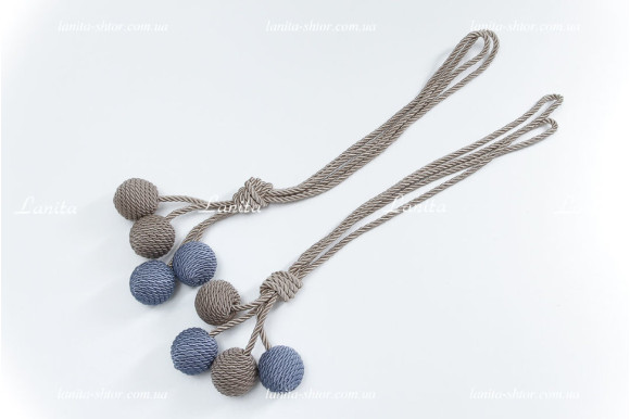 Подхват из шнура Шары PSS-6304 сине-кофейный