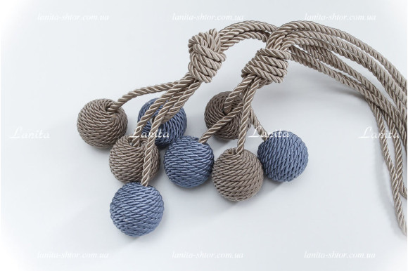 Подхват из шнура Шары PSS-6304 сине-кофейный